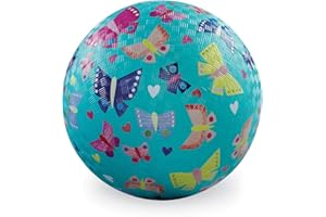 Crocodile Creek Playground Ball - Durable Rubber Ball for Kids Ages 3 and Up - Bouncy Inflatable Ball for Kickball, Indoor Games, and Outdoor Sports - PVC-Free - Butterflies - 5-inch Diameter