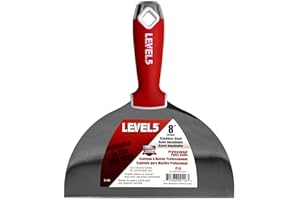 8" Soft-Grip Stainless Steel Drywall Joint Knife - LEVEL5 | Pro-Grade | Comfortable Finishing Hand Tool | Metal Hammer End | Sheetrock Gyprock Plasterboard Mud | 5-144