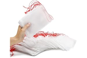 Fruit Protection Bags, EnPoint Garden Netting Bags 100 Pack 4x6 Inch Nylon Net Barrier Small Tiny Bags with Drawstring for Protecting Plant Seed Fruit Flower Vegetable, Reusable Mesh Protect Bags