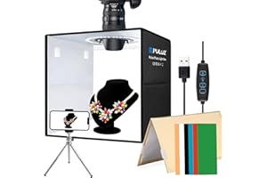 PULUZ 11.8''×11.8'' Portable Photography Light Box,Dimmable Photo Studio Light Box with 112 High CRI LED Lights & 6 PVC Backd
