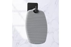 BAOZMINAN Silicone Body Scrubbers,Bath Silicone Scrubber Exfoliating Body Scrubber for Men Women with Storage Hooks,Shower Bath Brush for All Kinds of Deep Skin Cleaning(Oval Gray)