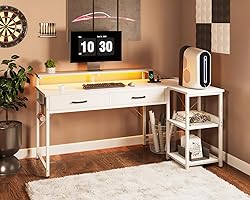 Coleshome 48 Inch L Shaped Gaming Desk with 2