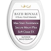 Bath Royale Slow Close Toilet Seat BR501-00 White Elongated, Stain-Resistant and Easy to Keep Clean, Heavy Duty Fits All Toil