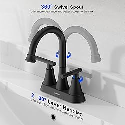 Bathroom Faucets for Sink 3 Hole, Hurran 4 inch