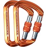 SEPEAK UIAA 30kN Locking Climbing Carabiner, Professional Heavy Duty Screwgate Clip for Outdoor Climbing, Mountaineering, Rappelling, Camping, Hiking, Swing,Large D Carabiner Hook/6744lb