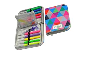 Athena's Elements Premium Crochet Hooks KIT with Ergonomic Handles for Extreme Comfort - Accurate USA Standard Sizing - Perfect Hook & Case Set with Removable Pocket & Complete Knitting Accessories