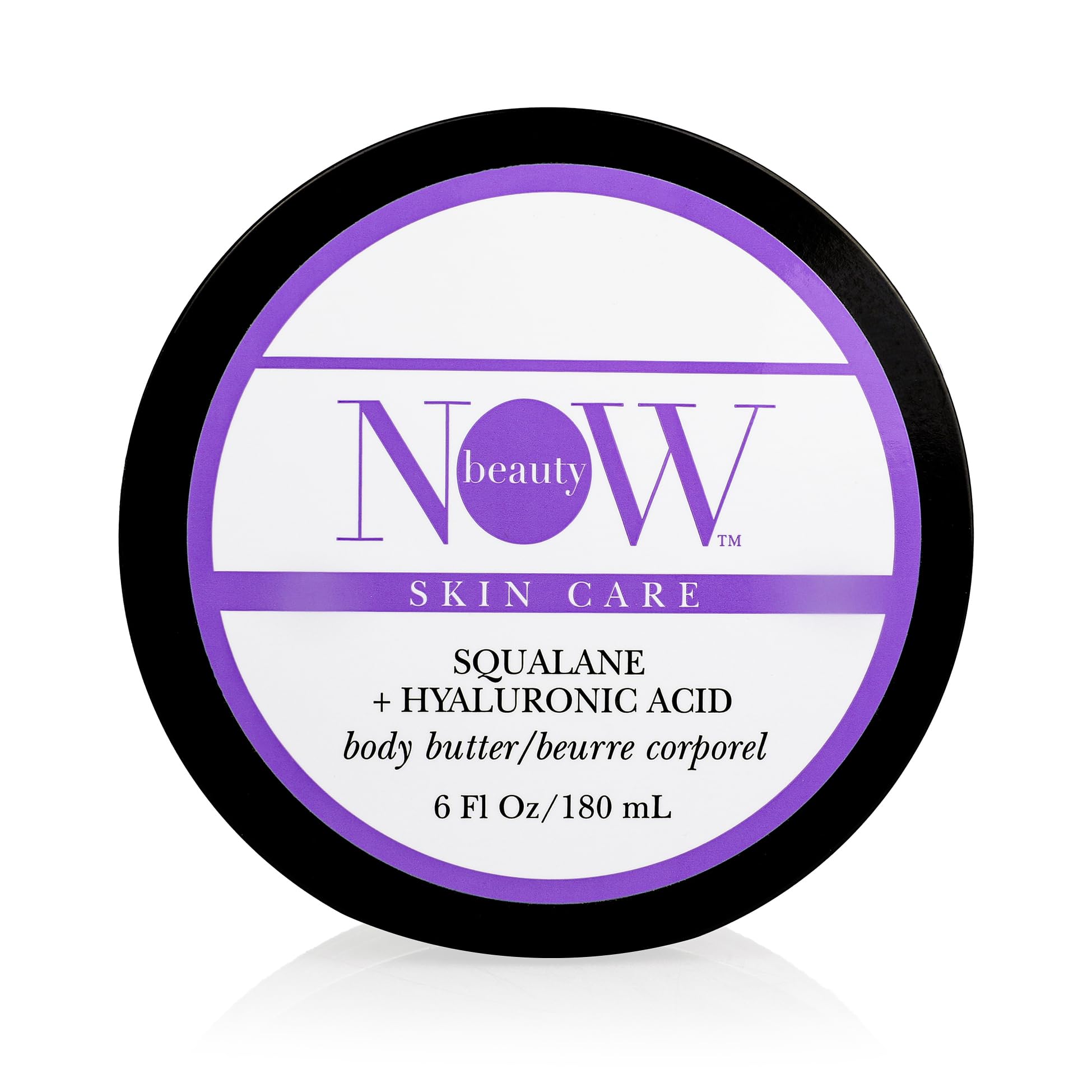 NOW BEAUTY Squalane & Hyaluronic Acid Body Butter - Intensive, Daily Moisturizer Remedy For Extra Dry Skin - Deeply Hydrating Cream Lotion Treatment - 6 Oz