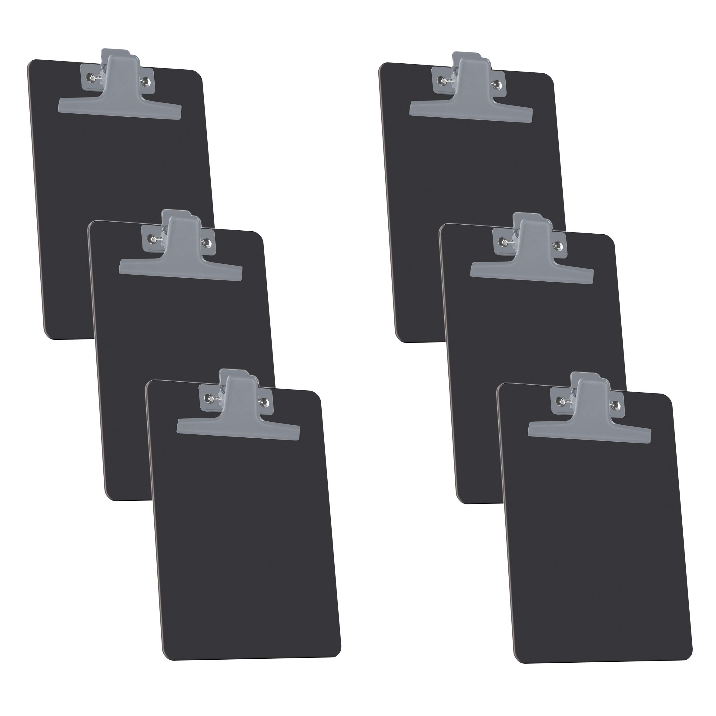 Acrimet Clipboard Memo Size A5 (23,5 cm x 16 cm) Premium Metal Clip (Plastic) (Black Color) (6 Pack)