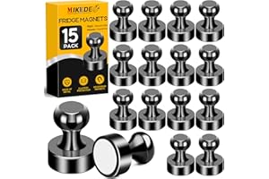 MIKEDE Fridge Magnets for Whiteboard, 15Pcs Strong Magnets for Whiteboard, Black Refrigerator Magnets Neodymium Push Pins Magnets for Office Magnets, Whiteboard Magnets, at School, Classroom, Kitchen