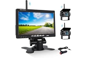 Wireless Backup Camera and Monitor Kit, 7 inch HD LCD Monitor with Antenna, 2 x Wireless Rear View Camera, IP67, Night Versio