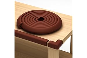 KOMFORTOLOGY Sharp Edge and Furniture Safety Guards 20.4ft Protective Foam Cushion; 18ft Bumper 8 Adhesive Childsafe Corners Baby Caring Child Proofing Set NonToxic and Safe For Table, Fireplace, Countertop; Brown