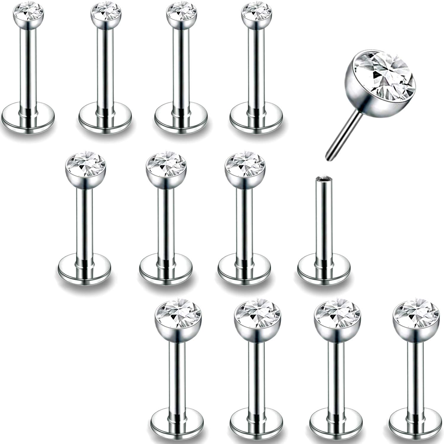 PunkTracker 16G Lip Rings Tragus Earrings Surgical Steel Helix Conch Cartilage Earrings Monroe Piercing Jewelry for Women Men Labret Studs