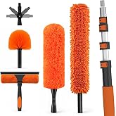 LAANPOLE 26FT High Reach Duster Cleaning Kit with Extension Pole, High Ceiling Fan Cleaner Duster Tool for Fan Blades, Window Washing Kit with Microfiber Feather Duster &amp; Window Squeegee