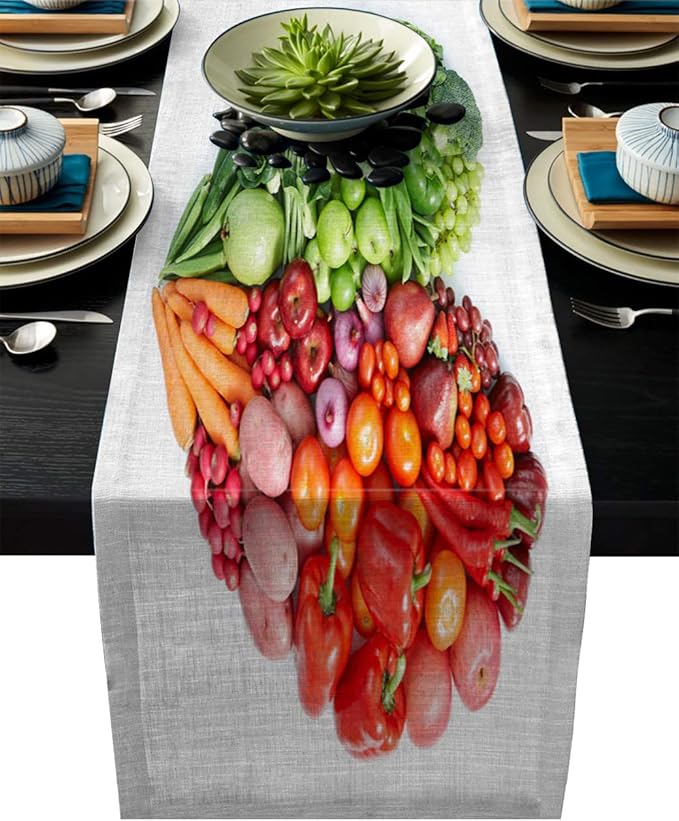 Cotton Linen Table Runner 18x72inch Heart Shape Formed by