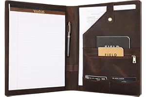 DUKE&COW Personalized Leather Padfolio for Lefty, Business Portfolio Binder with Notepad Holder, Legal Pad Portfolio Folder for Men/Women - Khaki