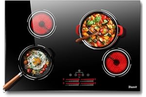 Disaenvir 4 Burner Electric Cooktop 30 Inch - Built-in Electric Stove Top 6500W High Power, Ceramic Cook Top with Safety Lock, 99 Min Timer, Dual Ring, Sensor Touch, 220V - 240V Hard Wired (No Plug)