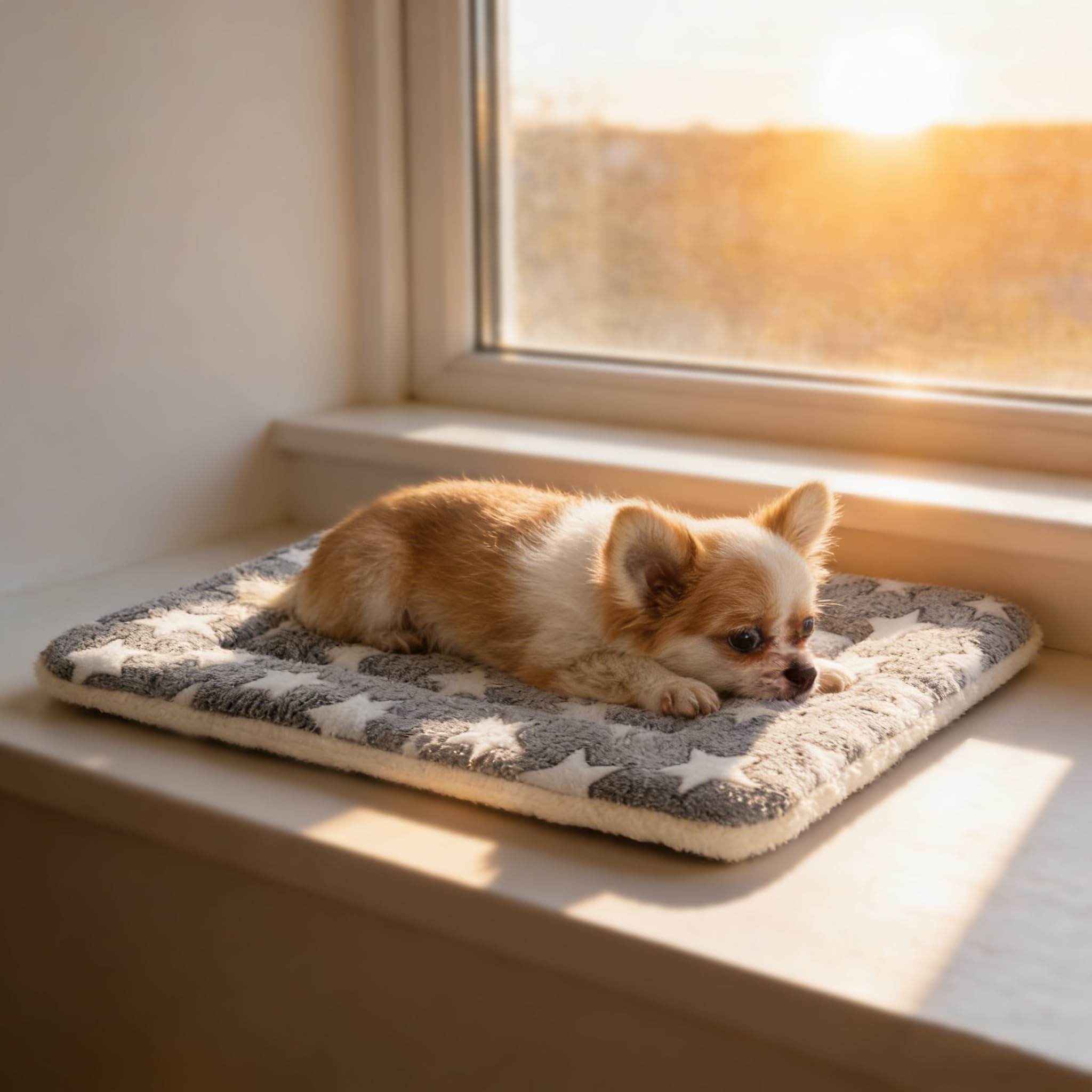 MORA PETS Small Dog Bed Mat for 22 inch Crate, Washable Soft Flat Pet Cushion Bedding, Reversible Puppy Pillow Blanket for Cats & Small Dogs, Grey 53x31cm