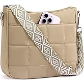 Lexiyat Anti Theft Crossbody Bags for Women,Quilted Puffer Travel Purses Shoulder Hobo Bag Handbag with Guitar Strap