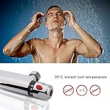 Uten Chrome Thermostatic Shower Mixer Wall Mounted Anti Scald Tap 20-50C view 3