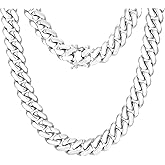 Ucciyo Cuban Link Chain For Men 18k Gold Plated Solid Silver/Gold Chain Men Necklace 10MM/12MM/14MM/16MM Thick Miami Cuban Chain Necklace No Tarnish& Durable Hip Hop Jewelry