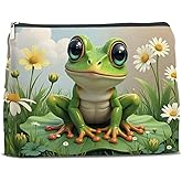 Nurawo Western Frog Makeup Bag Cosmetic Bags for Women Frog Lovers Country Girls Makeup Pouch With Zipper Travel Toiletry Organizer Bag