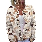 Womens Plus Size Print Cardigan Button Sweater Lightweight Casual Long Sleeve Winter Fall Sweater Tops