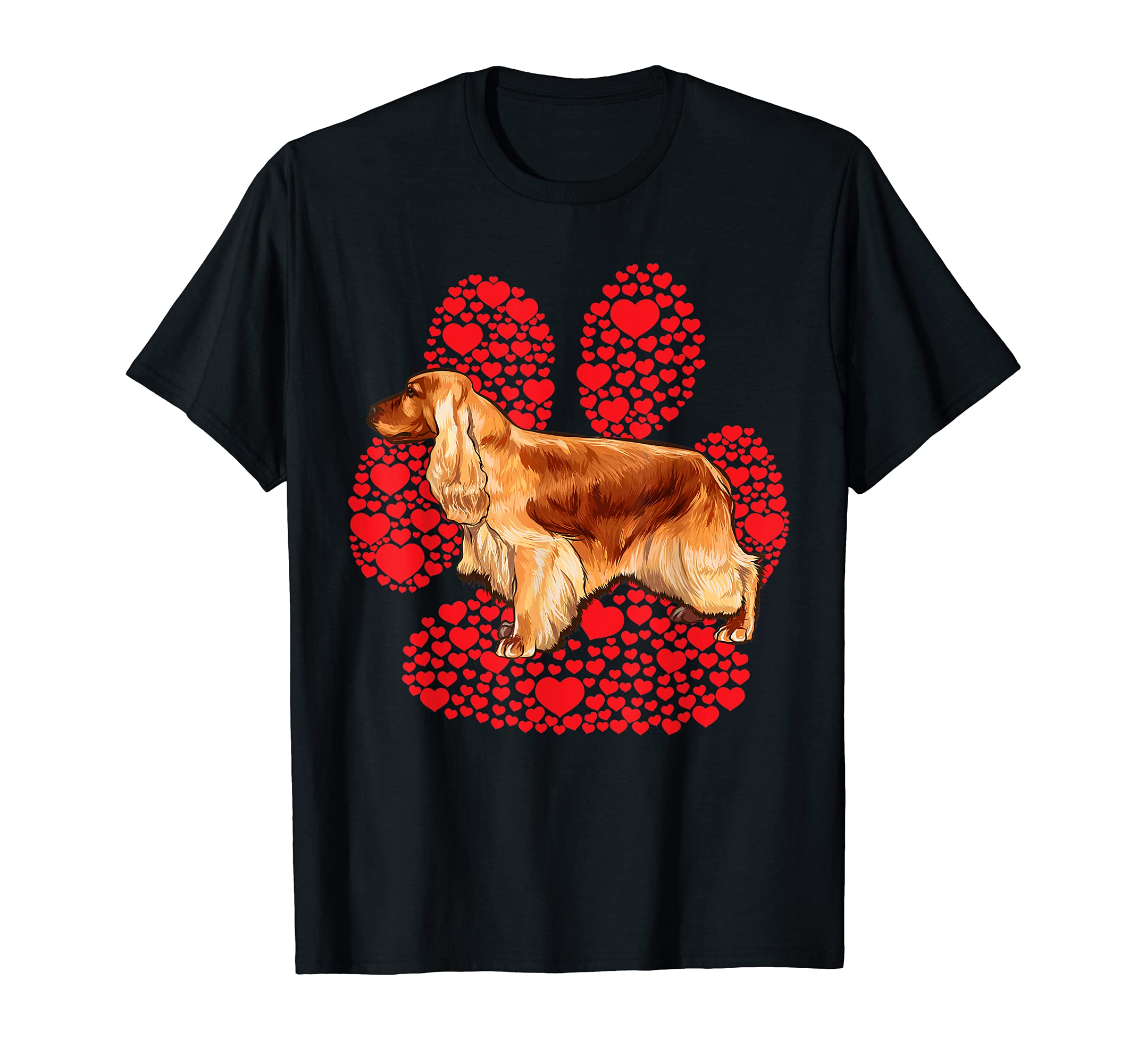 English Cocker Spaniel Valentines Day Dog Love Paw T-Shirt