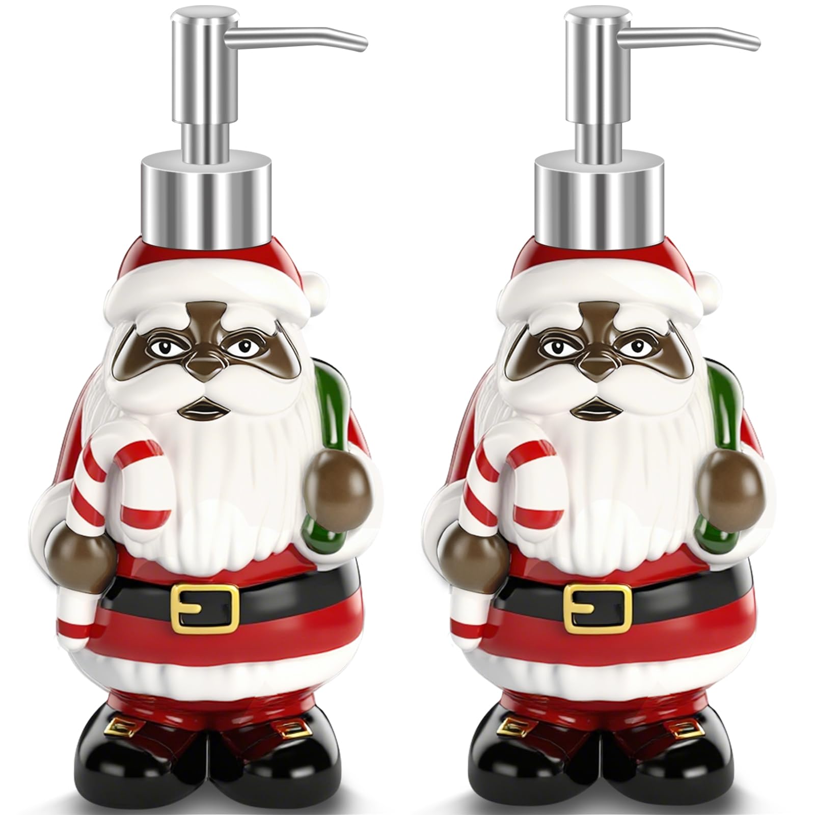 Photo 1 of 2 Pack Black Santa Christmas Soap Dispenser, African American Christmas Decorations, 8 Inch Hand Soap Bottle Lotion Dispenser with Plastic Pump for Kitchen and Bathroom Sinks Accessories Decor