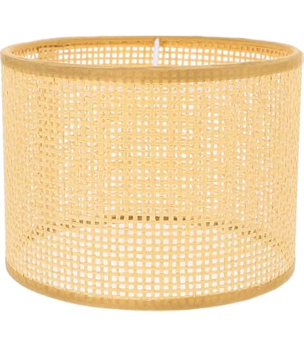 Happyyami 2-Pack Woven Rattan Lamp Shade Set – Boho Wicker Pendant Light Cover For Chandeliers, Wall & Ceiling Lights, Farmhouse Décor