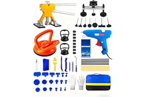 BEAUTIEBEAM 54pcs Dent Puller Kit,Car Dent Puller Kit,Paintless Dent Removal Kit,Dent Remover Tool For Car With Bridge Puller,Golden Lifter,Car Dent Repair Kit for Car Refrigerator Door Large & Small Dent Removal