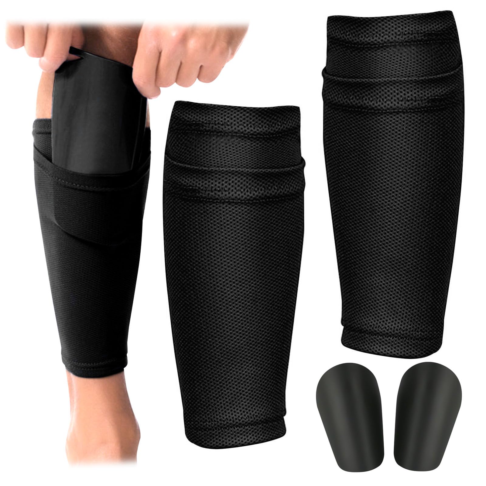 GWAWG Kids Adults Mini Football Shin Pads Guards With Pocket Holding Sock Sleeves - Team Leg Protects Protective Equipment for Ankles Joint Injuries - Boys, Girls, Men, Old, Games Beginner