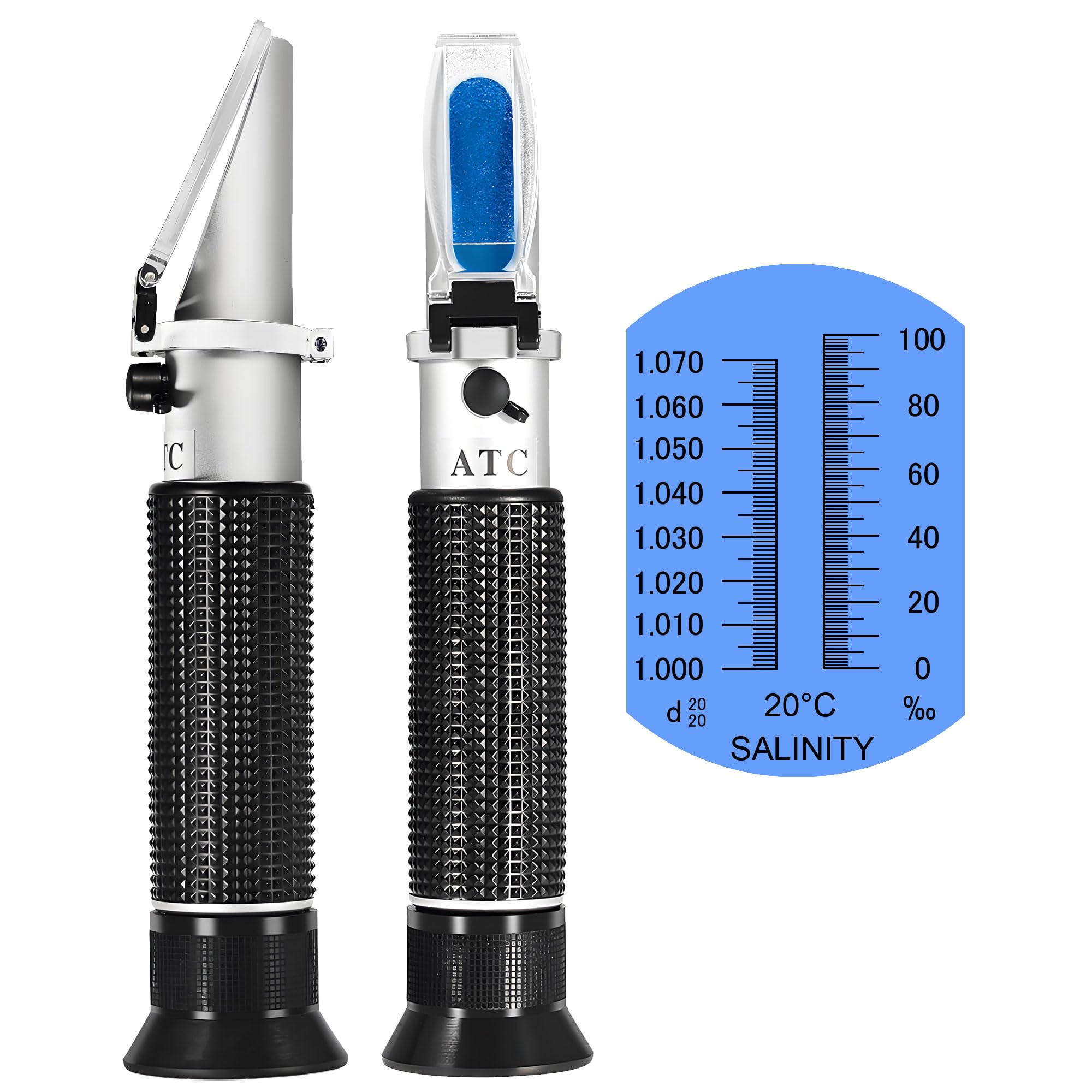 V·RESOURCING Seawater Salinity Refractometer, Automatic Temperature Compensation Sea Water Salinity Measurer for Aquarium,Hydrometer,0-100ppt & 1.000-1.070 Salinity Specific Gravity
