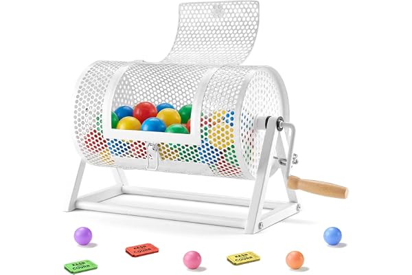 VEVOR Raffle Ticket Spinner, 11.6" x 6.6" Holds 2500 Tickets or 100 Ping Pong Balls, Raffle Drum Lottery Spinning Cage with R