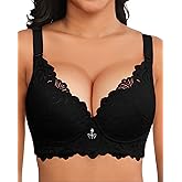 YAEHOL Push Up Lace Bra for Women Underwire Plus Size Comfortable Brassiere