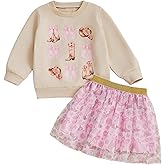 Xnqiwq Western Toddler Baby Girl Fall Clothes Bow Boots Long Sleeve Sweatshirt Tulle Tutu Skirt Set Kids Cowgirl Outfit