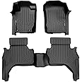 MAXLINER All Weather Custom Fit 2 Row Black Floor Mat Liner Set Compatible with 2015-2018 Mitsubishi L200 (Only fits Crew Cab)