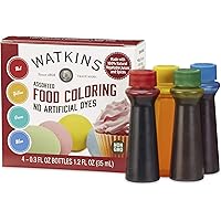 Watkins Assorted Food Coloring, 1 Each Red, Yellow, Green, Blue, Total Four .3 oz bottles