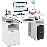 FMD Möbel Bolton Computertisch Holz weiß/beton 138.5 x 53.5 x 92.0 cm