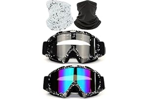 immoono 4Pcs Set, Dirt Bike Goggles with Face Cover Motorcycle Goggles ATV Motocross Riding Offroad Goggles for Adults Youth