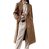 IDEALSANXUN Womens Long Wool Coats Fall Winter Double Breasted Trench Coat Peacoat