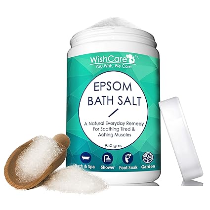 WishCare Natural & Pure Epsom Bath Salt - 950 Gms - No Color/Fragrance/Preservatives - Muscle Pain Relief