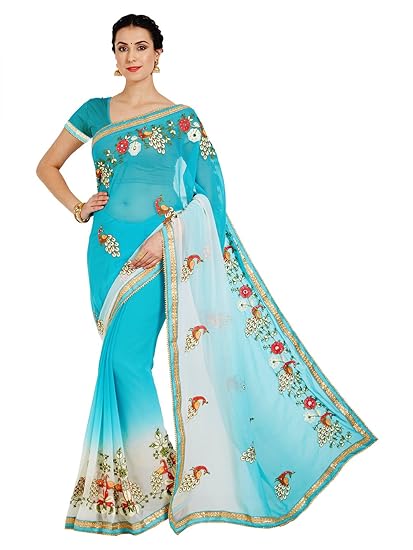 Oomph! chiffon with blouse piece Saree