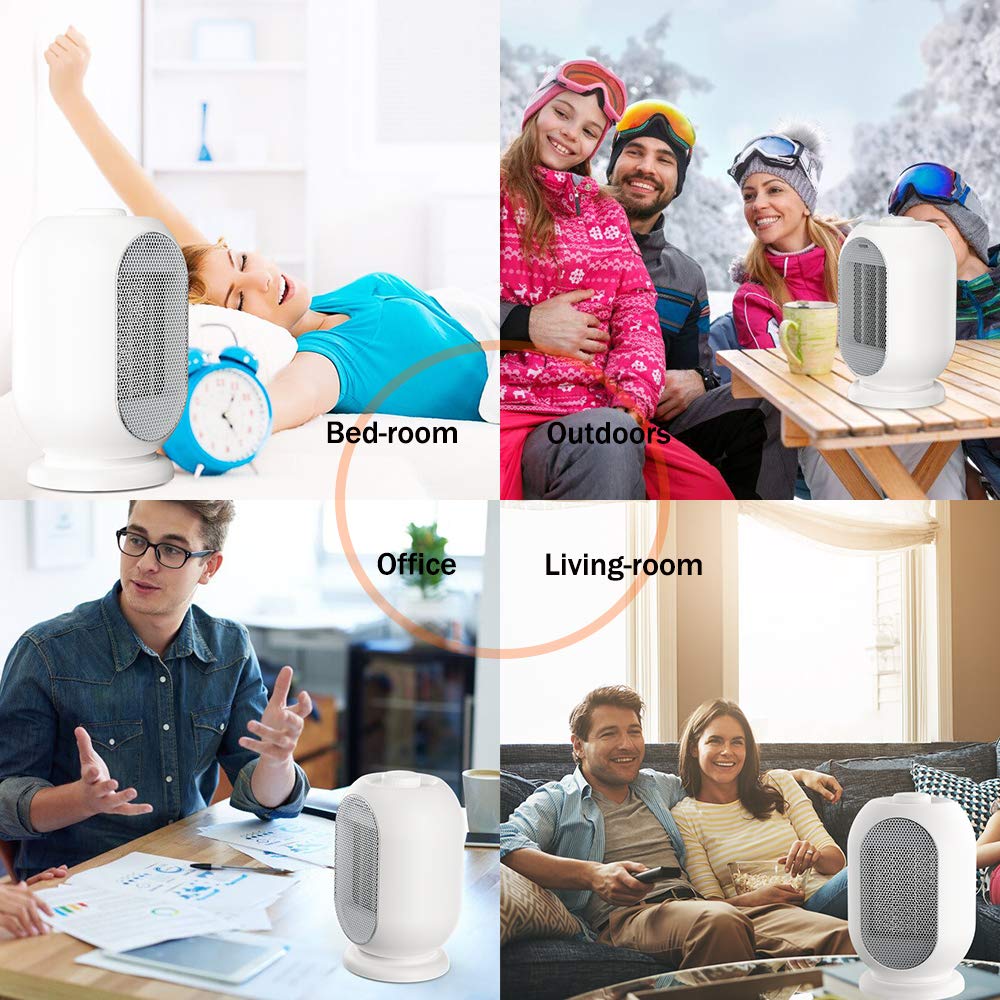 1200W/600W Electric Space Heater,Ceramic Portable Heater with Overheat Protection & Tip-Over Protection, Personal Quiet Heater for Home/Office/Bedroom/Bathroom/Outdoor