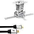QualGear PRB-717-WHT-50ft Projector Ceiling Mount Bundle with HDMI Type A Male to Type A Male Cable, 50' Black
