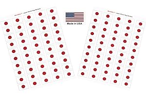 WORLD FLAGS DIRECT 100 Japan Flag Stickers, Two Sheets of 50, 1.5" x 1" Made in America Self Adhesive Country Flag Scrapbook Stickers, Two Sheets of 50, 100 Sticker Decal Flags