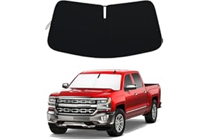 RAVOTOM Windshield Sun Shade Foldable for 2014-2018 Chevy Silverado/GMC Sierra 1500 2500HD 3500HD Fully Covered Front Window Shade Sun Visor, Blocks UV Rays and Heat, Keep Cool and Protect Interior