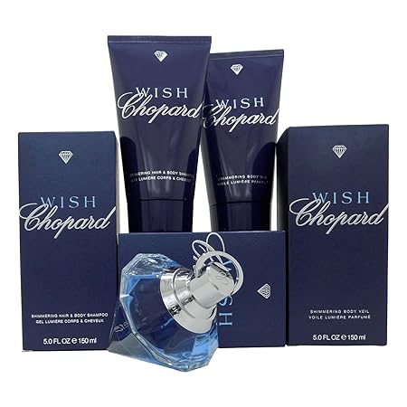Chopard Wish 3 tlg. Duft & Pflegeset: Eau de Parfum Spray 75 ml + Shimmering Hair & Body Shampoo 150 ml (Duschgel) + Shimmeri