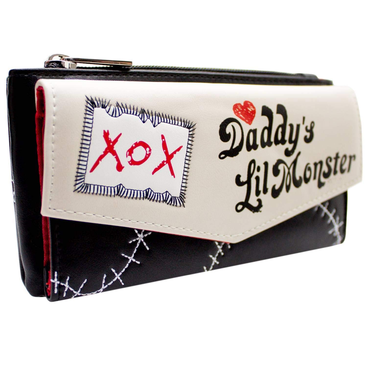 Squad Harley Quinn Daddy's Lil Monster XOX Coin Purse and Cards Cream, Cream, One Size, Clutch, Cream, One Size, Clutch