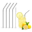 Reusable Drinking Straws,Set of 4,Stainless Steel Straws -Cleaing Brush Included