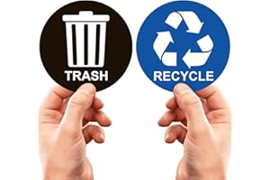 Recycling Stickers for Trash Can - Perfect Recycling Bin Labels - 5" X 5" - 2 Pack - Ideal Recycling and Garbage Sticker for 